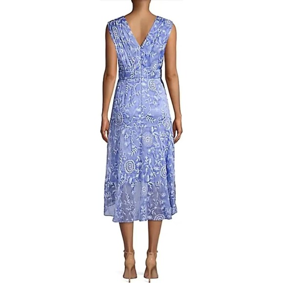 Elie Tahari Celeste Periwinkle Blue Embroidered Tulip Hem S 4 - Picture 8 of 9